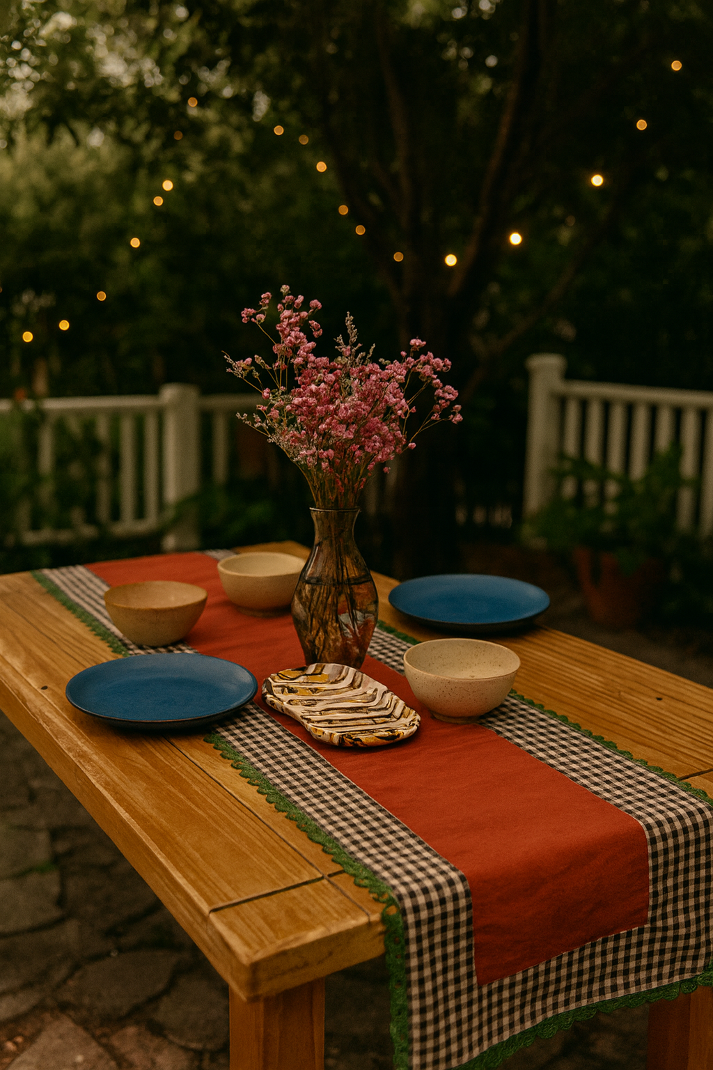 Clay & Checks Handmade Table Runner