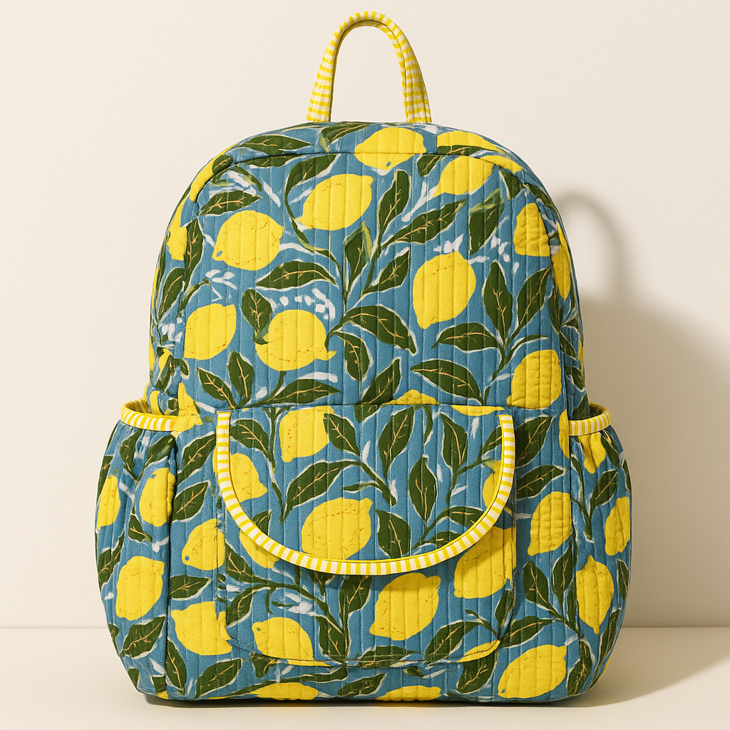 Citrus Bloom Handmade Quilted Backpack