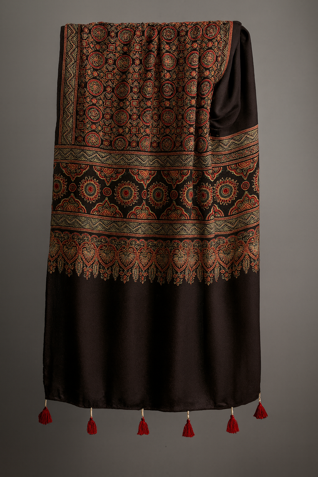 Ajrakh Modal Silk Stole/ Scarf