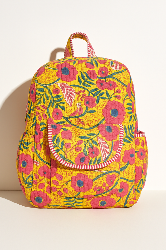 Peony Handmade Quilted Backpack