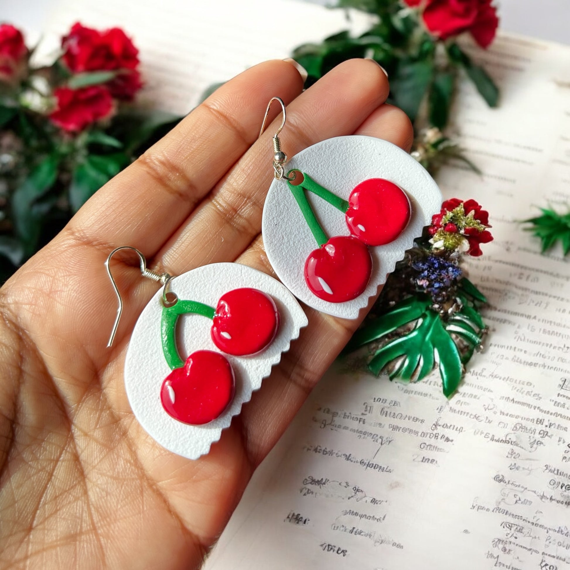 Lightweight dangle earrings on display
