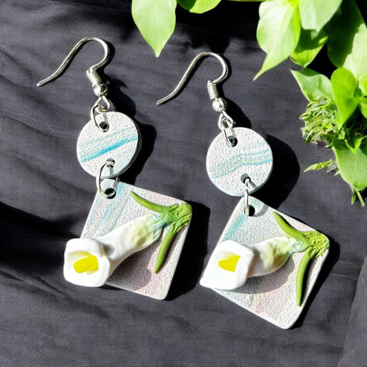 Calla Lily on Marble Sandstone Earrings