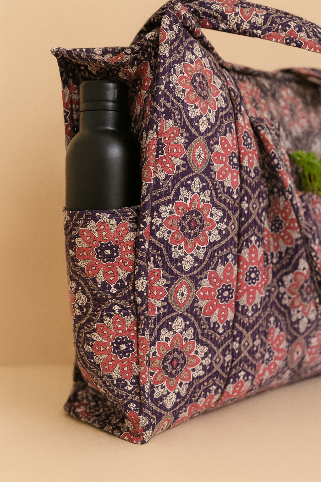 Mandala Handmade Zipper Shoulder Bag with Bottle Holder Pocket