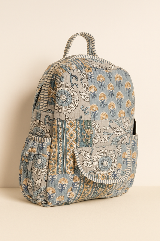 Floral Mosaic Patchwork Handmade Quilted Backpack