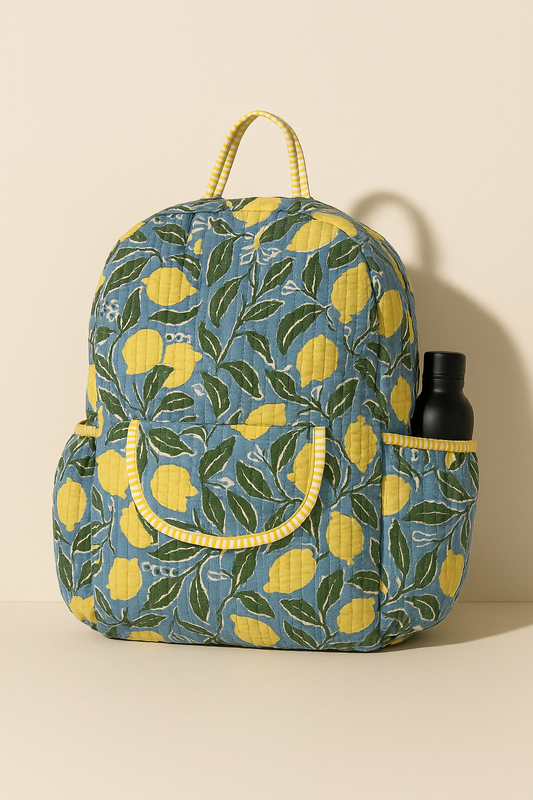 Citrus Bloom Handmade Quilted Backpack