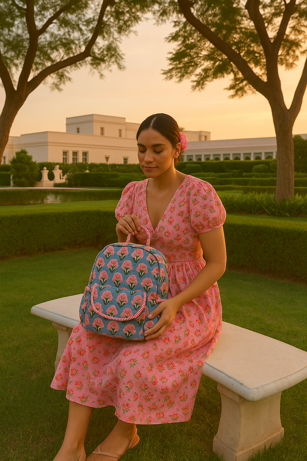 Pink Prairie Handmade Quilted Backpack