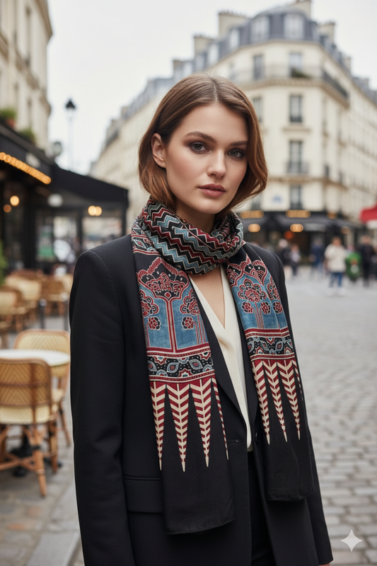 Mirage Ajrakh Silk Stole