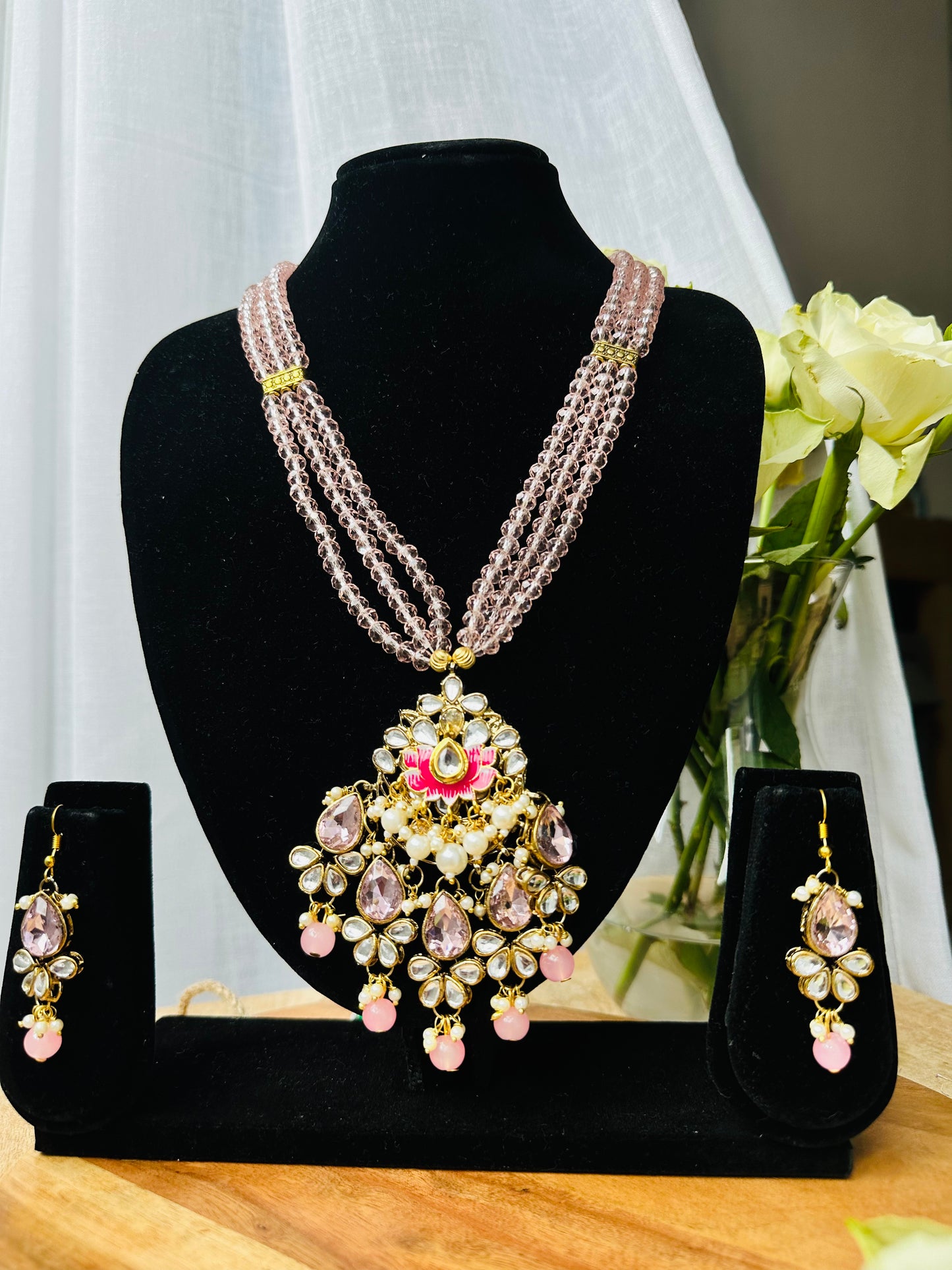 Blush Royale Long Beaded Necklace Set