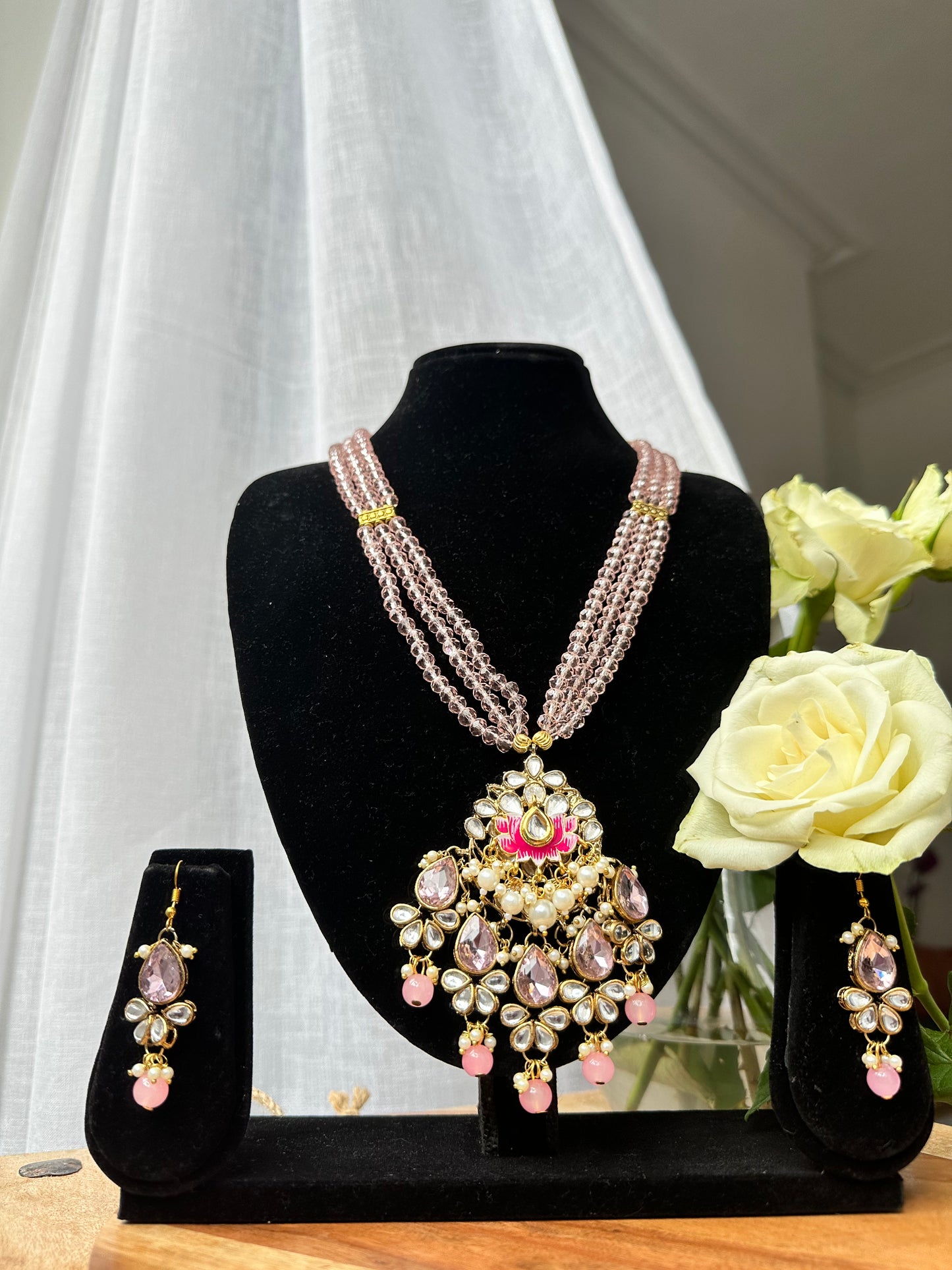 Blush Royale Long Beaded Necklace Set