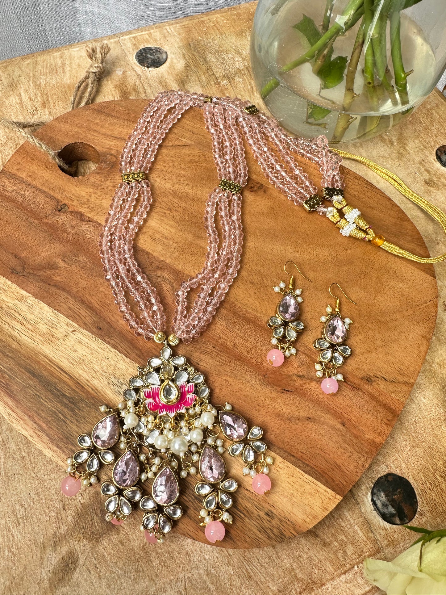 Blush Royale Long Beaded Necklace Set