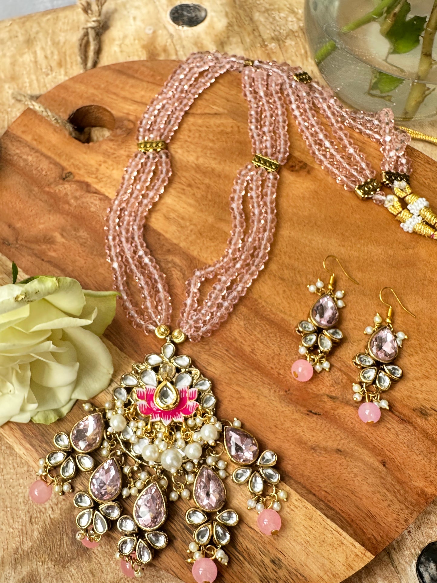 Blush Royale Long Beaded Necklace Set