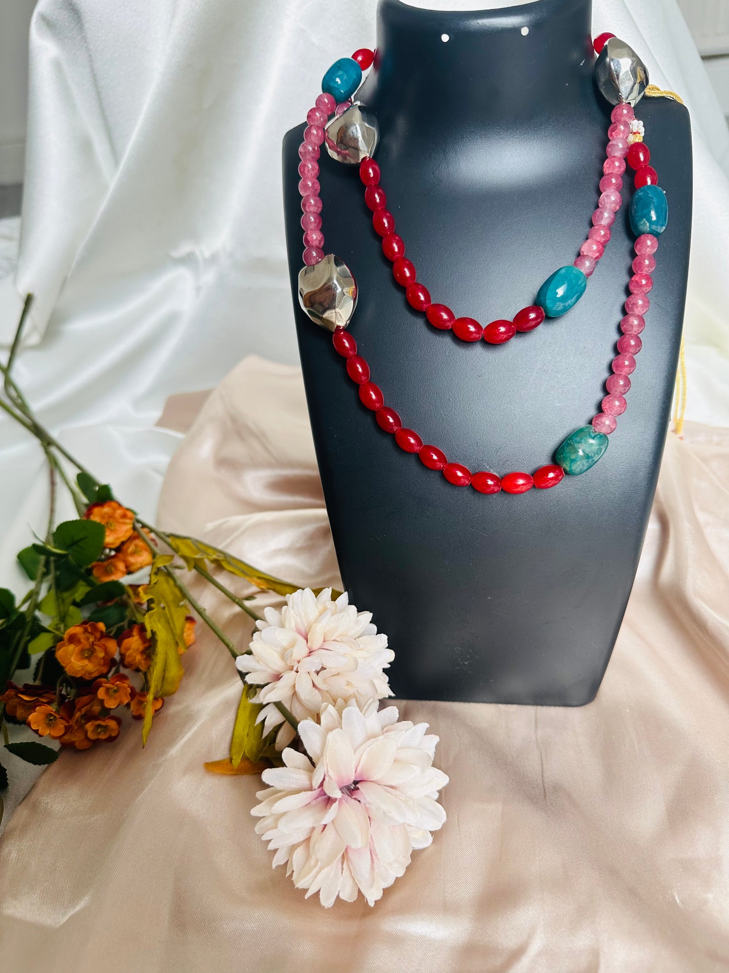 Roseate Long Beaded Necklace