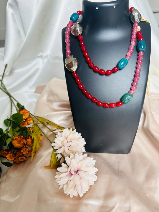 Roseate Long Beaded Necklace