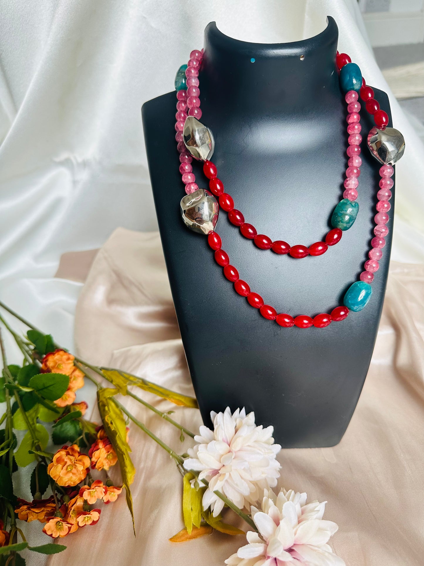 Roseate Long Beaded Necklace