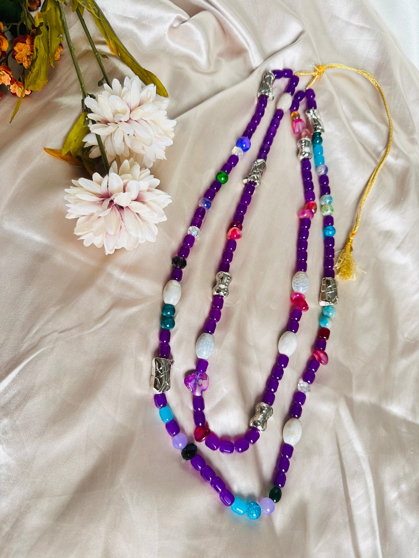 Orchid Bliss Two Layer Beaded Necklace