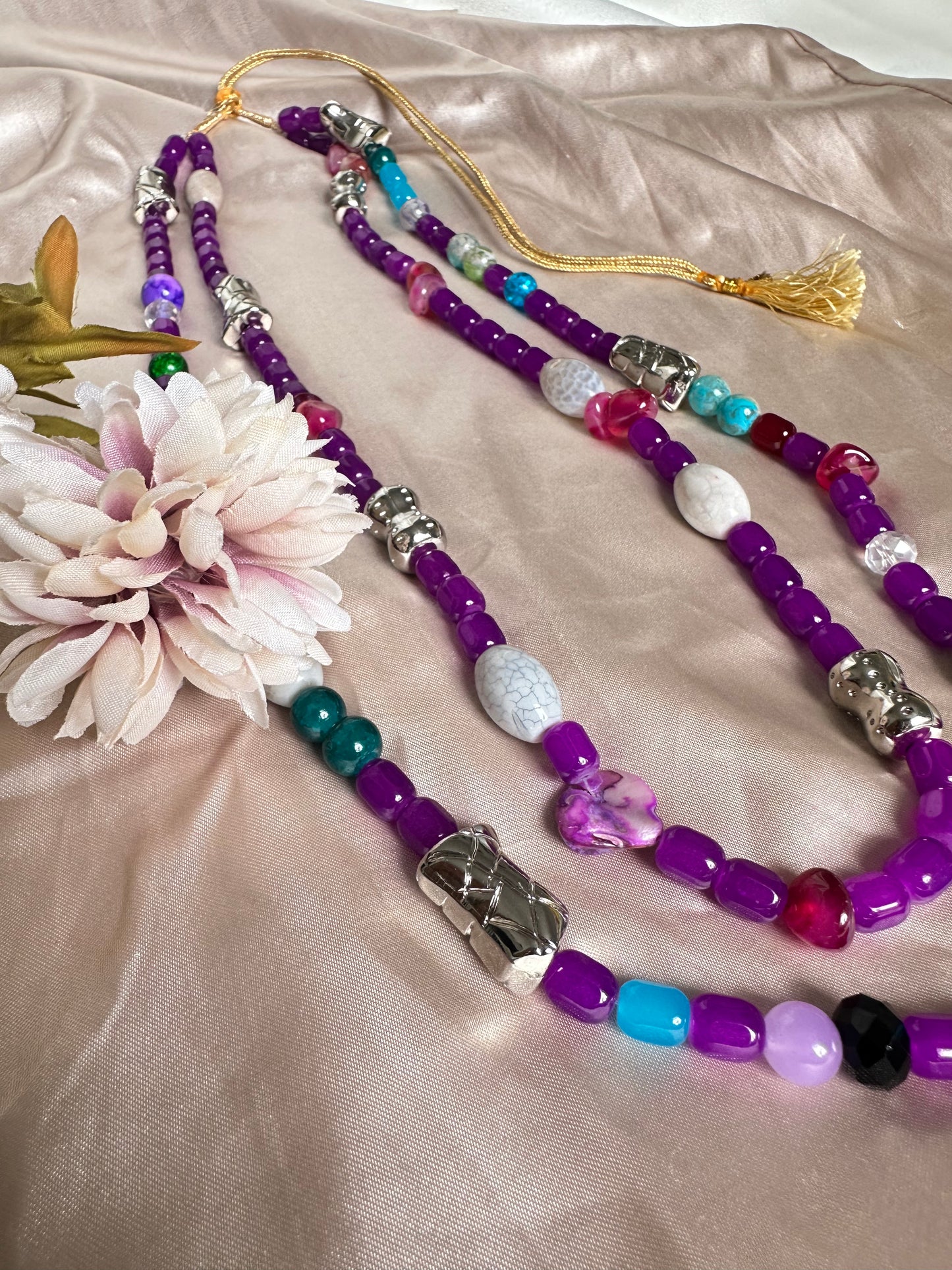 Orchid Bliss Two Layer Beaded Necklace