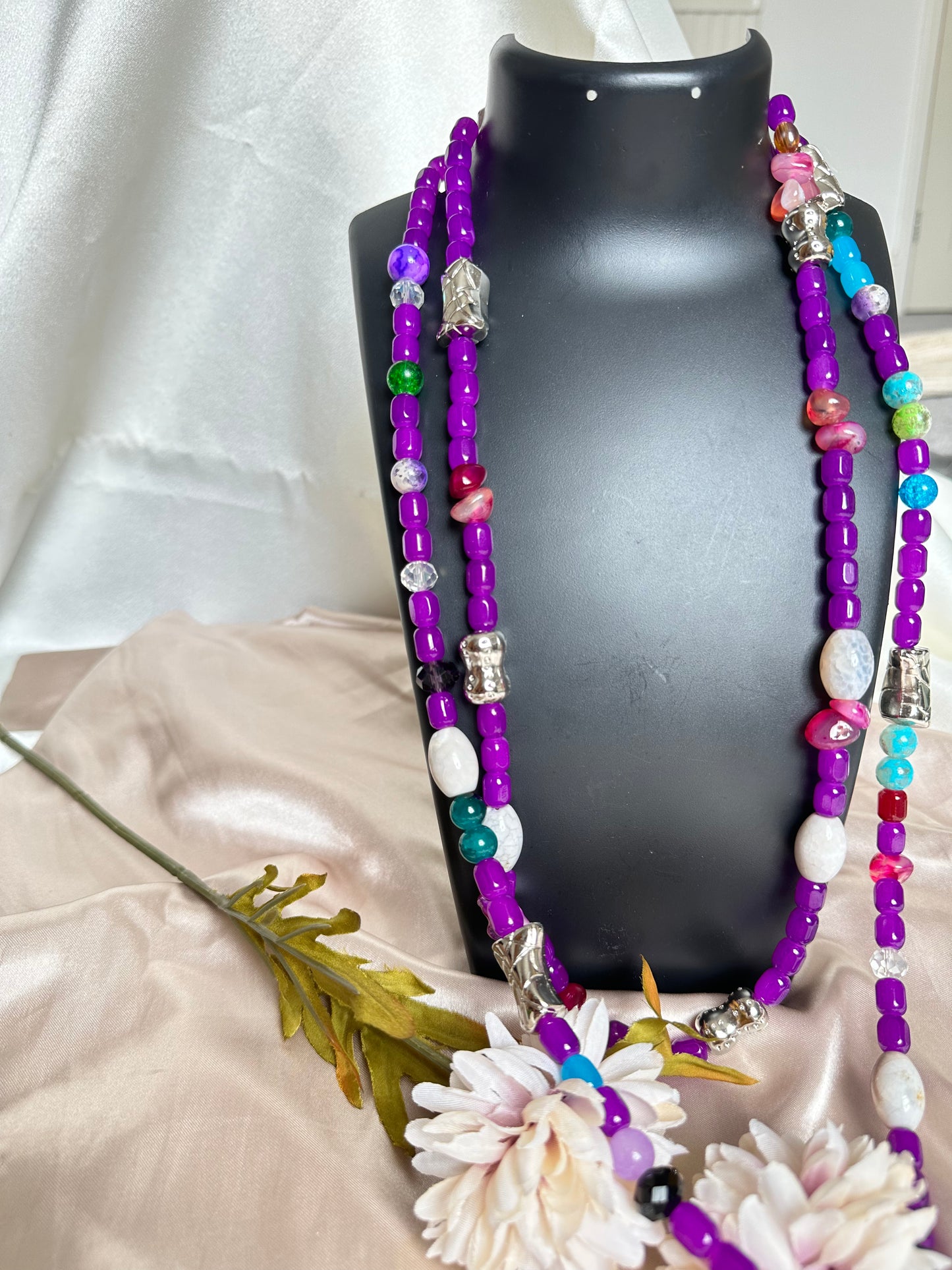 Orchid Bliss Two Layer Beaded Necklace