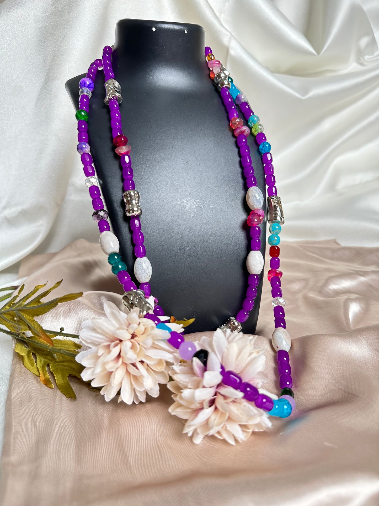 Orchid Bliss Two Layer Beaded Necklace