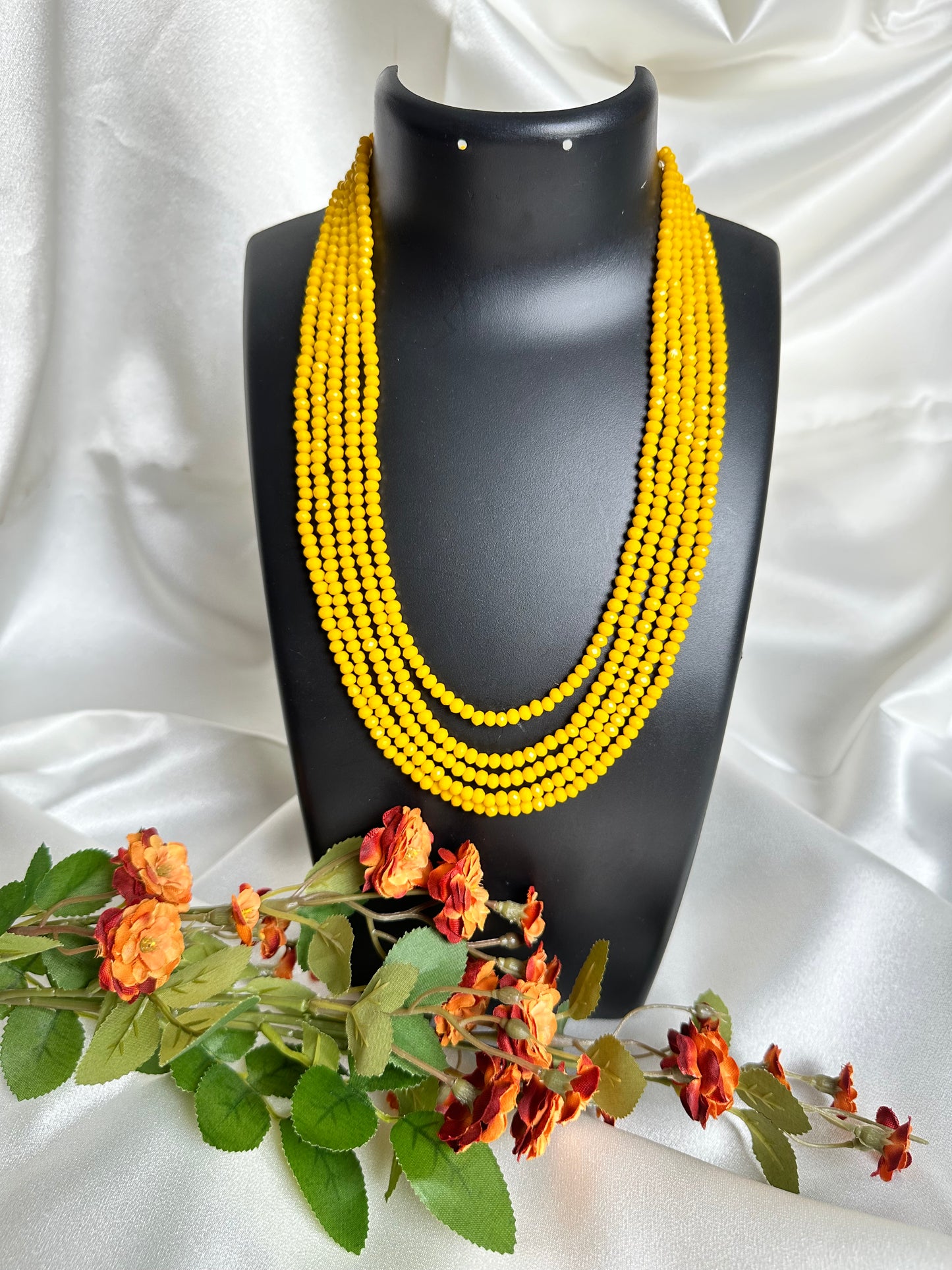 Lemon Drops 5 Layer Crystal Beaded Necklace