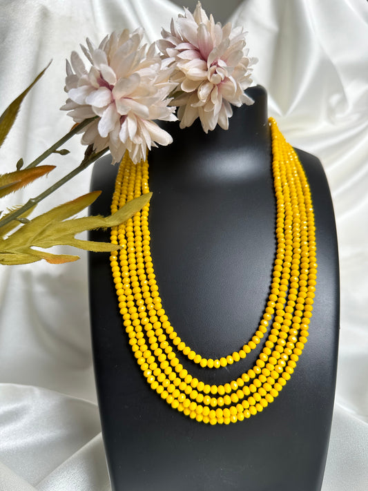 Lemon Drops 5 Layer Crystal Beaded Necklace