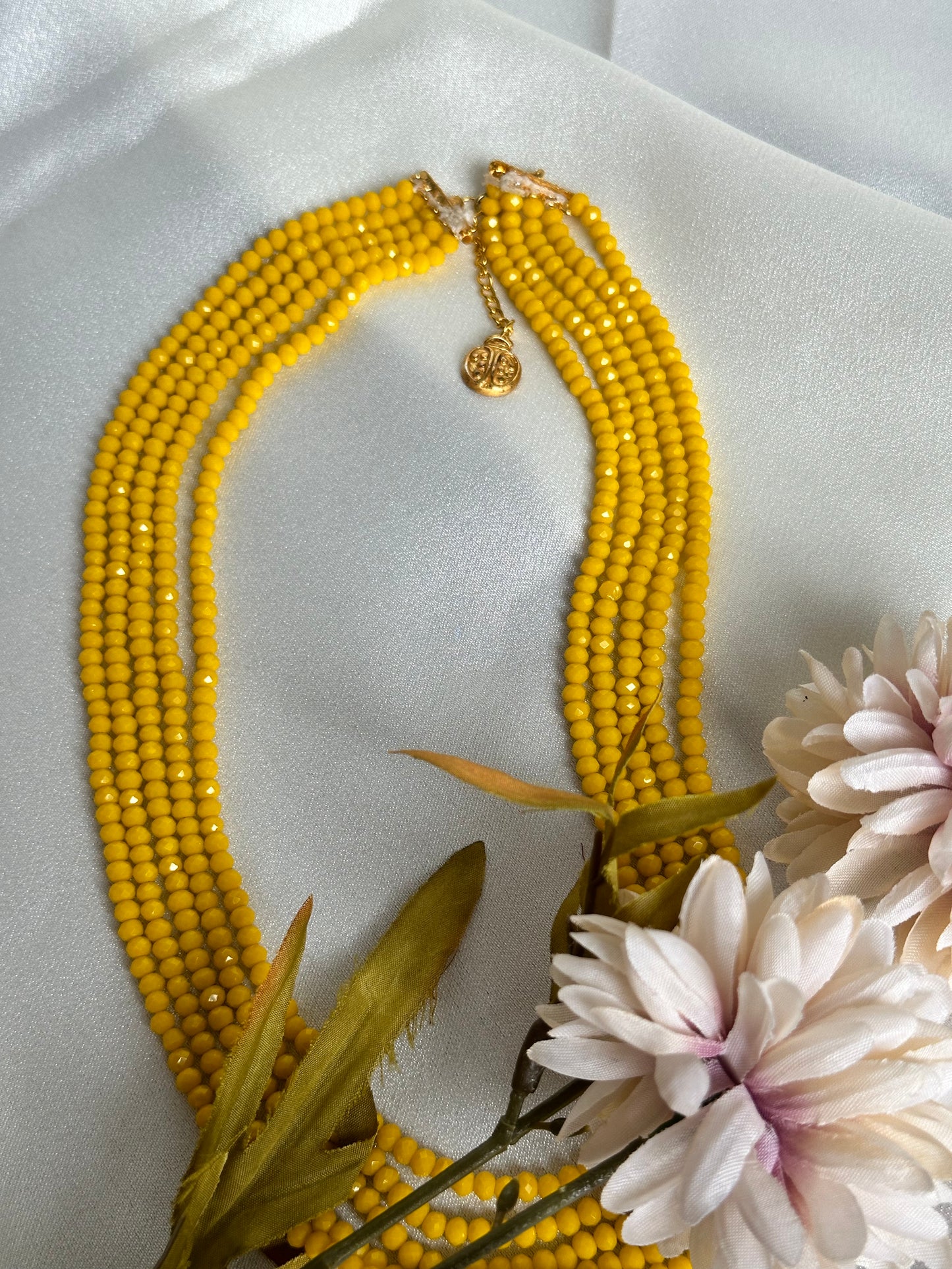 Lemon Drops 5 Layer Crystal Beaded Necklace