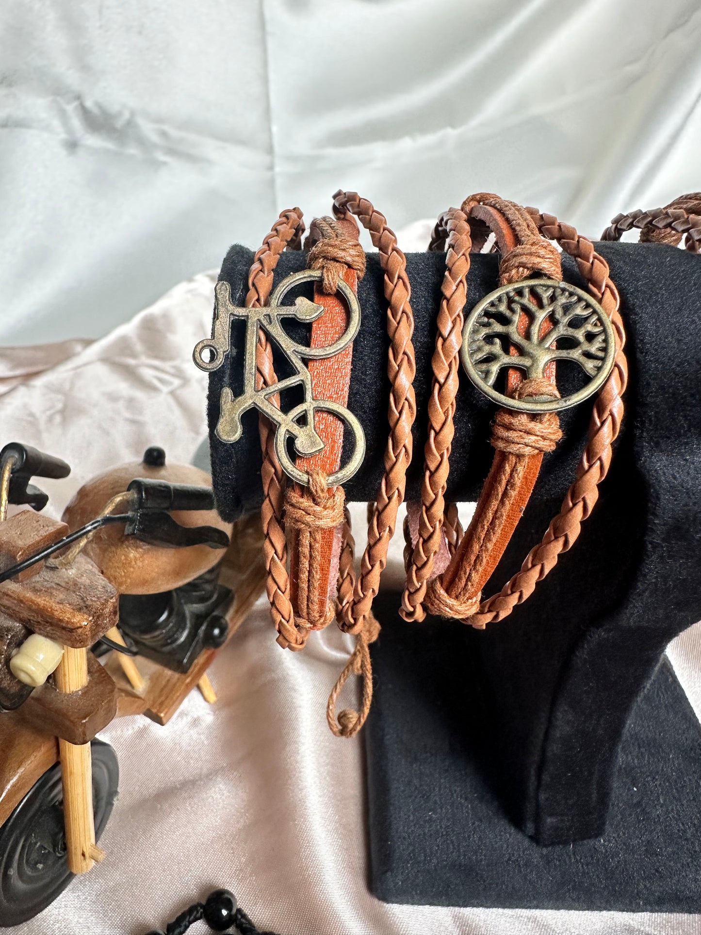 Cycle Camel Brown Leather Rope Cord Bracelet