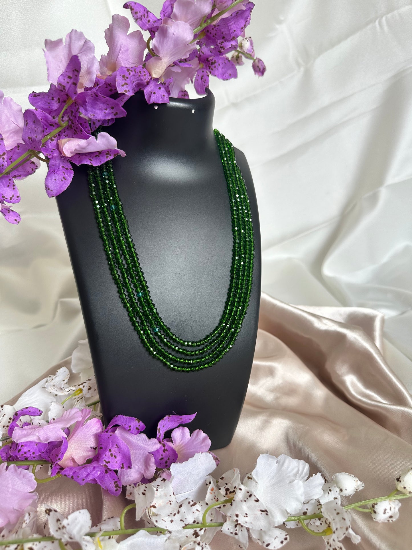 Hanging Garden 4 Layer Crystal Beaded Necklace