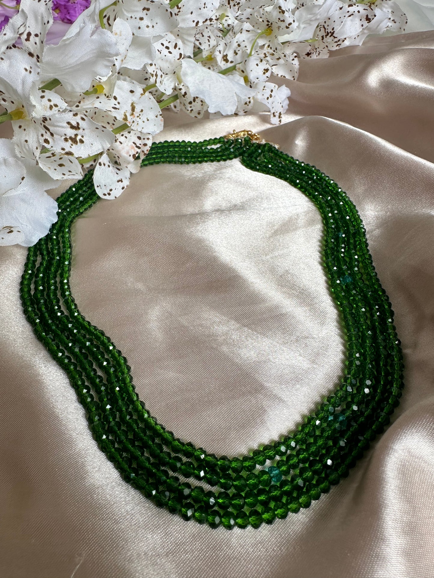 Hanging Garden 4 Layer Crystal Beaded Necklace