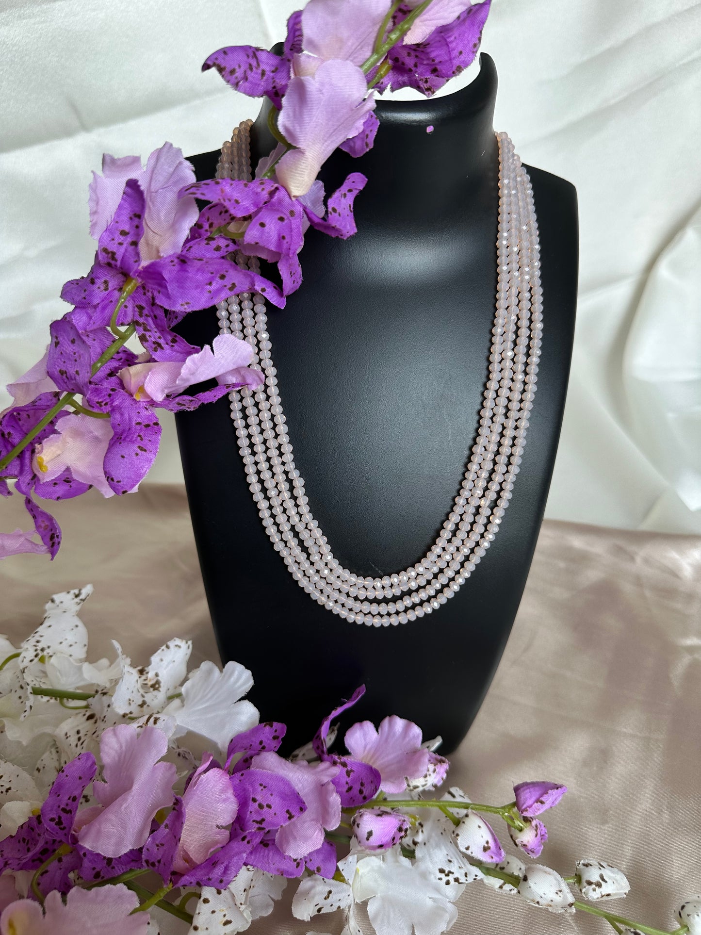 Romantic Radiance 4 Layer Crystal Beaded Necklace