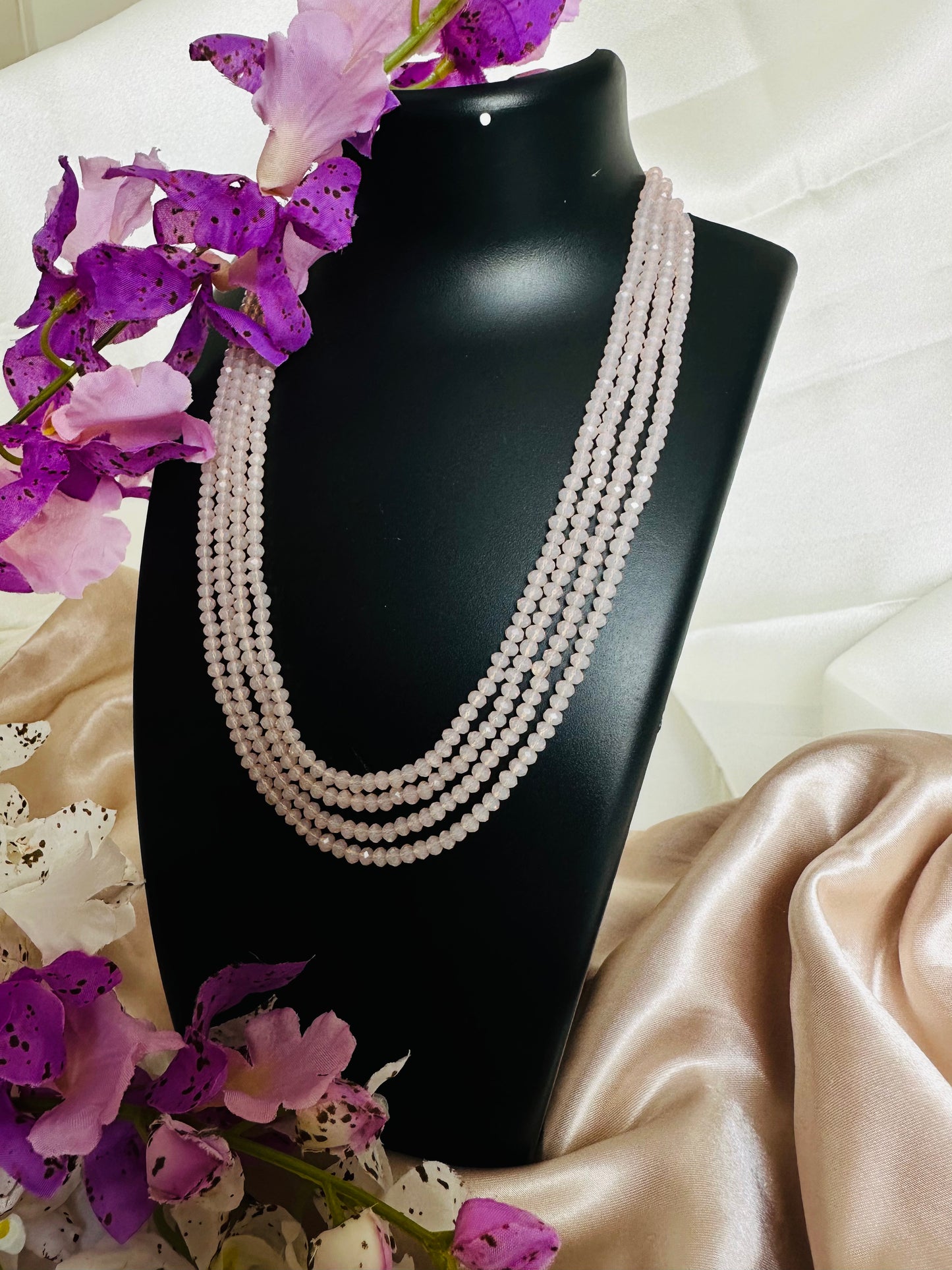 Romantic Radiance 4 Layer Crystal Beaded Necklace