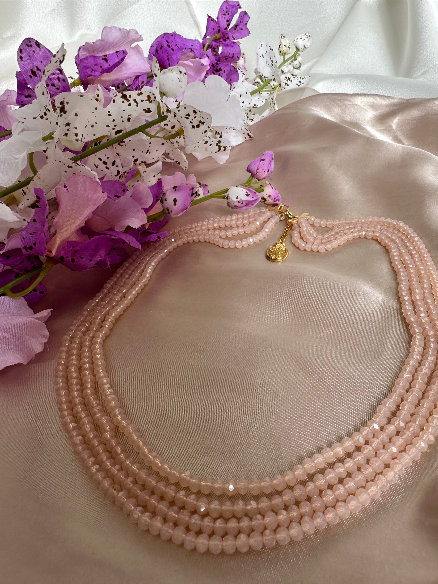 Romantic Radiance 4 Layer Crystal Beaded Necklace