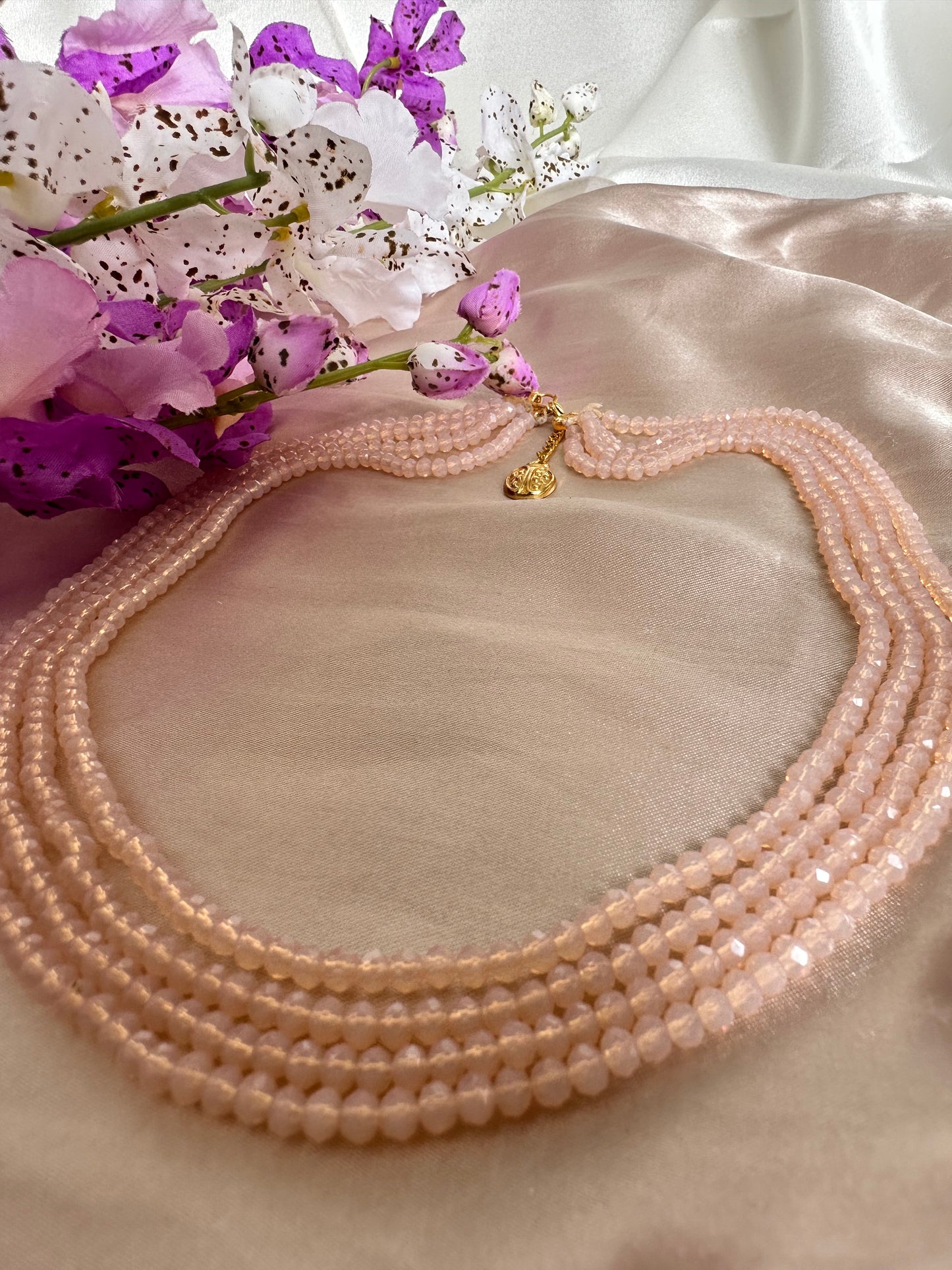 Romantic Radiance 4 Layer Crystal Beaded Necklace