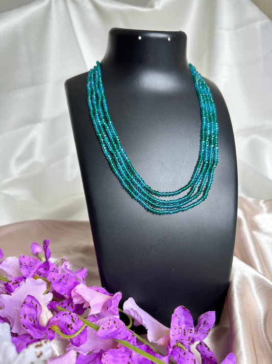 Shades of Green 4 Layer Crystal Beaded Necklace