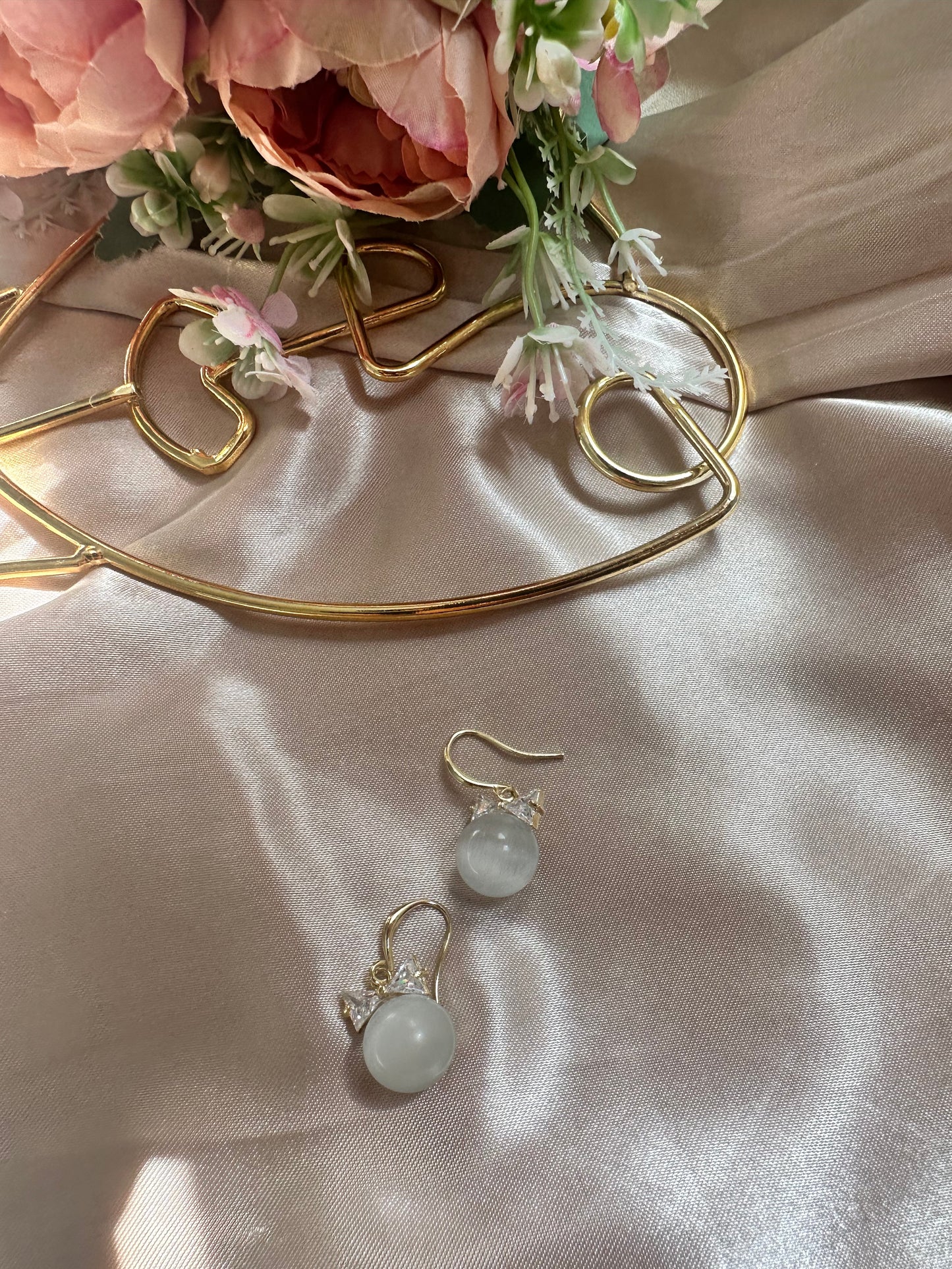 Moonstone Bow Knot Drop Earrings