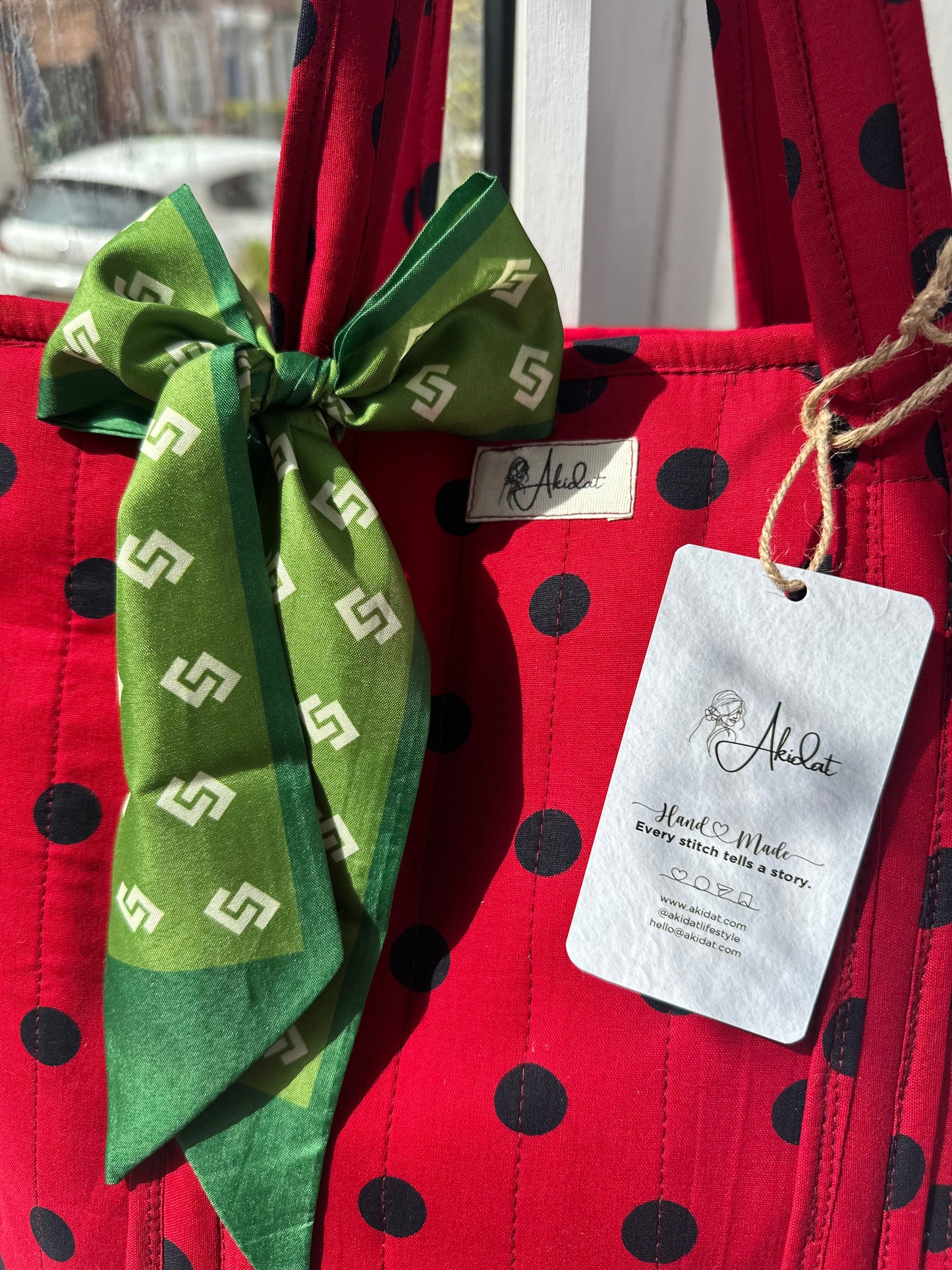 Ladybird Polka Dot Handmade Zipper Shoulder Bag with Scarf