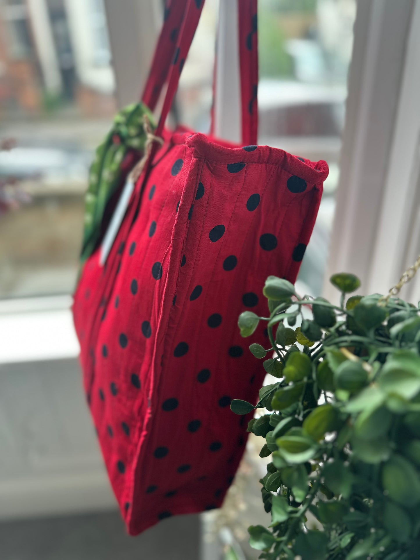 Ladybird Polka Dot Handmade Zipper Shoulder Bag with Scarf