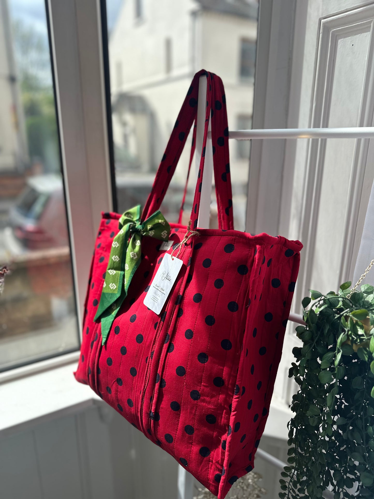 Ladybird Polka Dot Handmade Zipper Shoulder Bag with Scarf