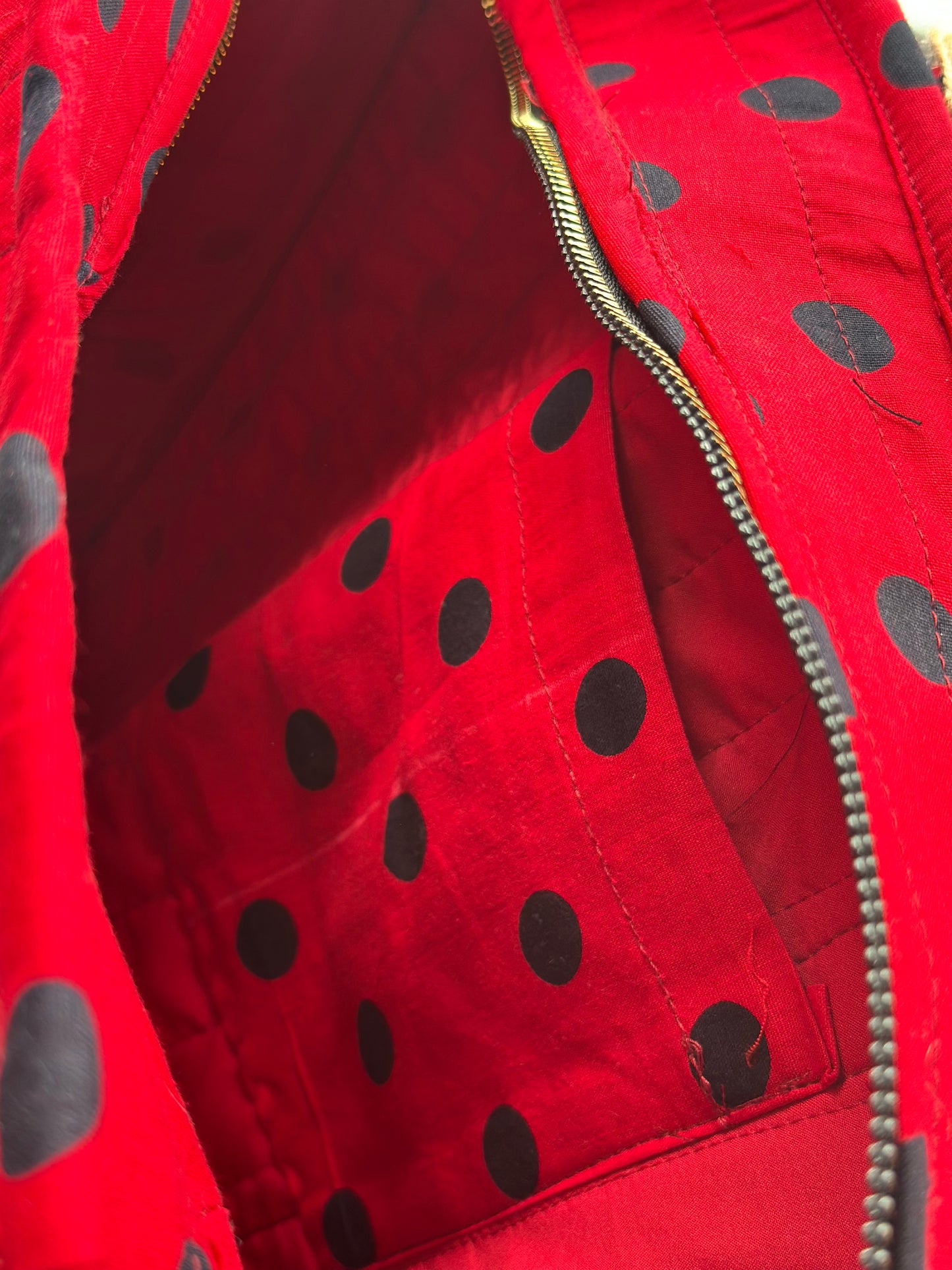 Ladybird Polka Dot Handmade Zipper Shoulder Bag with Scarf