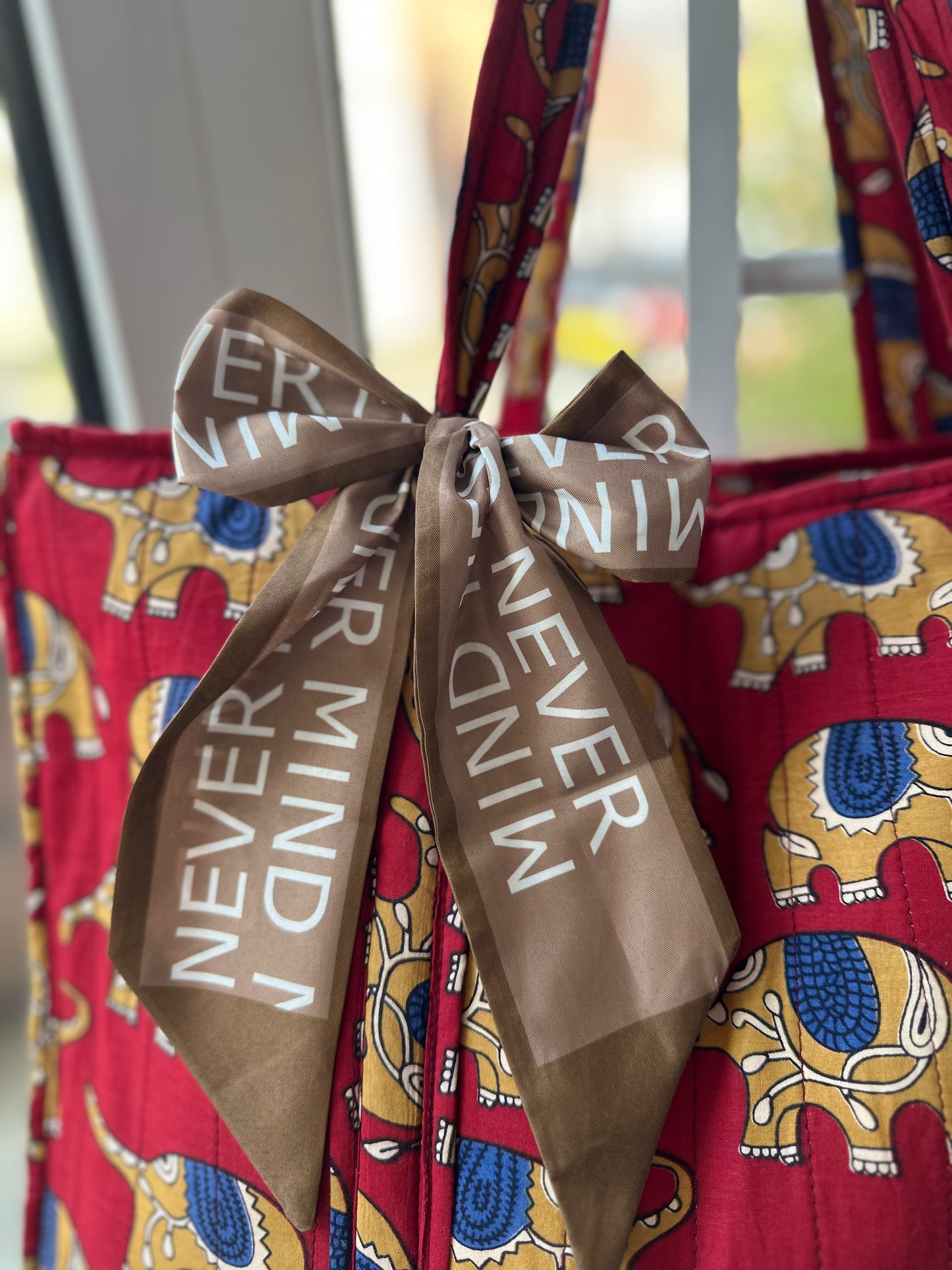 Tribal Tusker Handmade Zipper Tote Bag with Scarf and Bottle Holder Sleeve