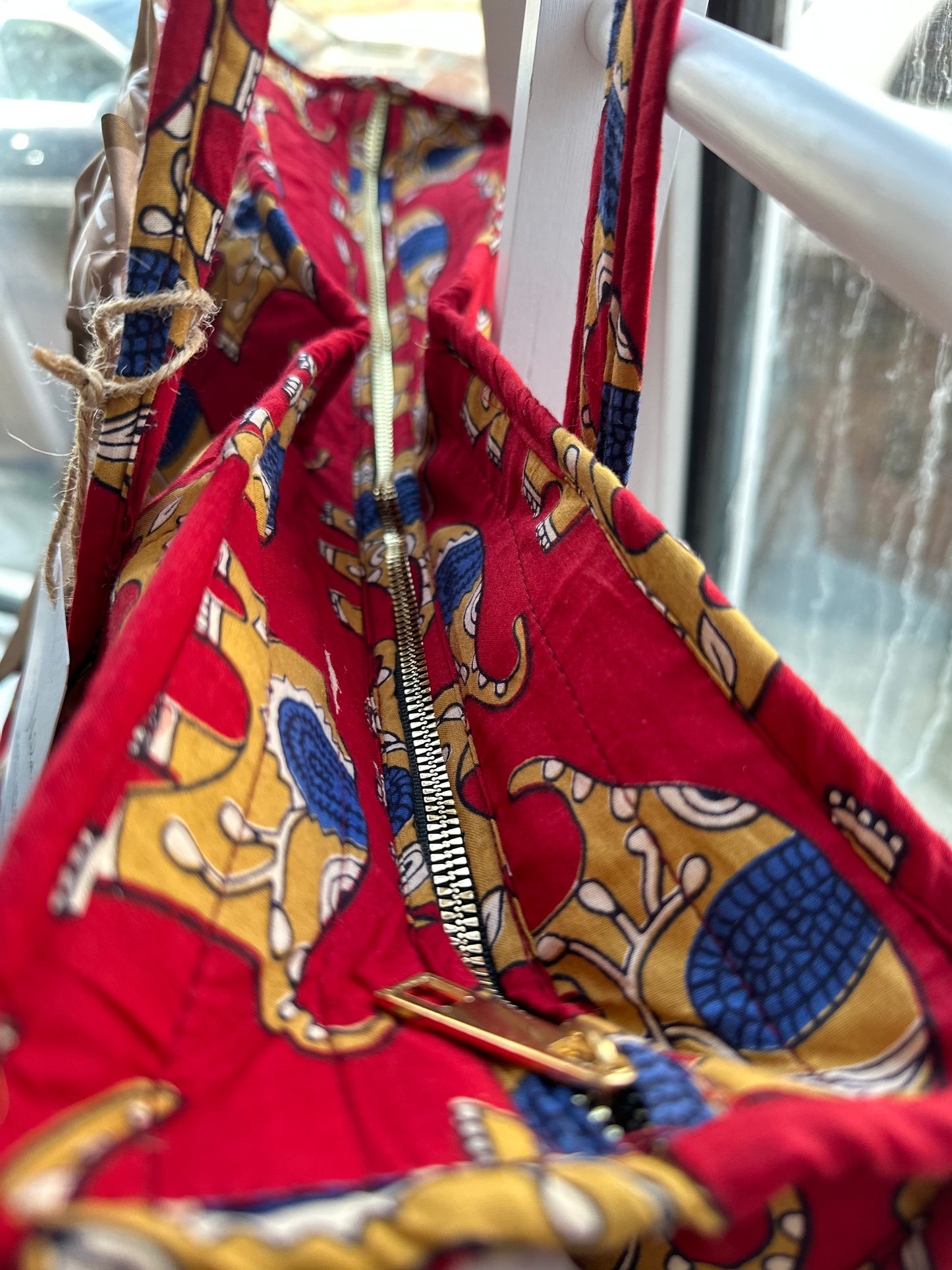 Tribal Tusker Handmade Zipper Tote Bag with Scarf and Bottle Holder Sleeve