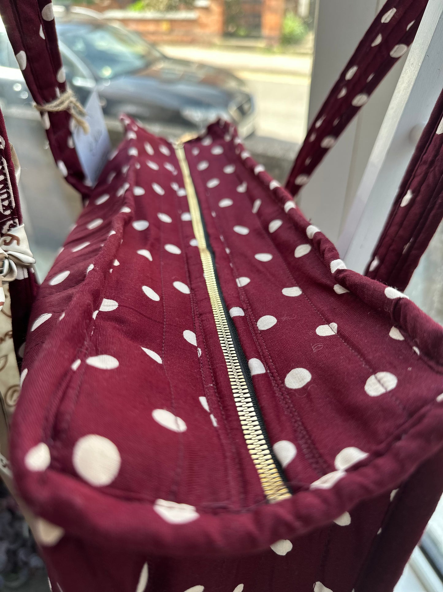 Cherry on the Top Polka Dot Handmade Zipper Shoulder Bag with Scarf