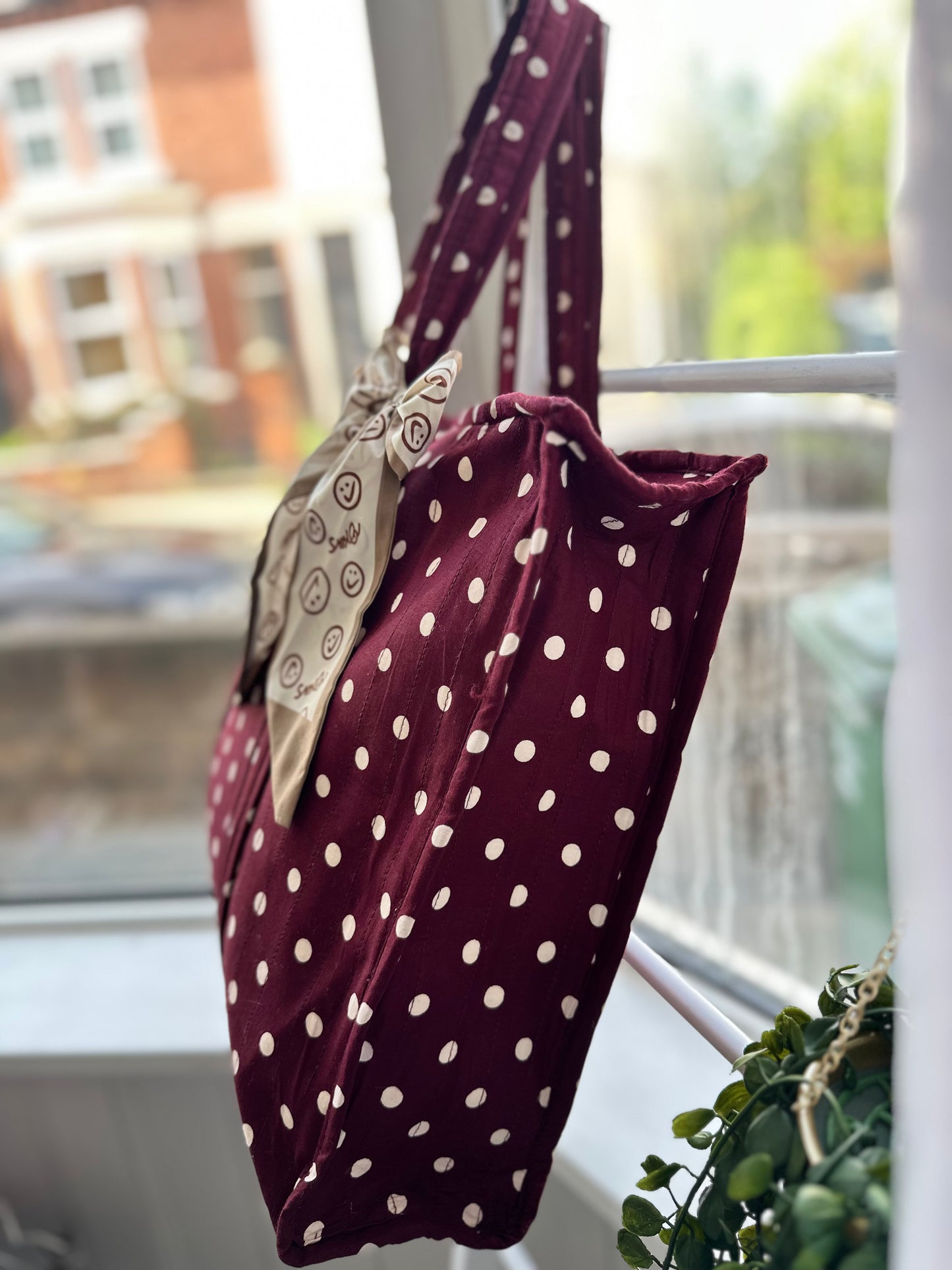 Cherry on the Top Polka Dot Handmade Zipper Shoulder Bag with Scarf