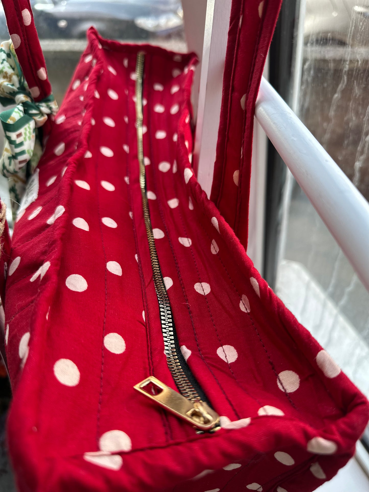 Holly Jolly Polka Dot Handmade Zipper Shoulder Bag with Scarf
