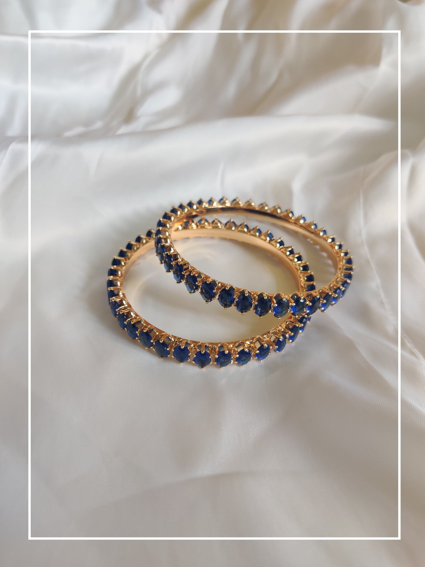 Sapphire Blue Stone Bangles (Set of 2)