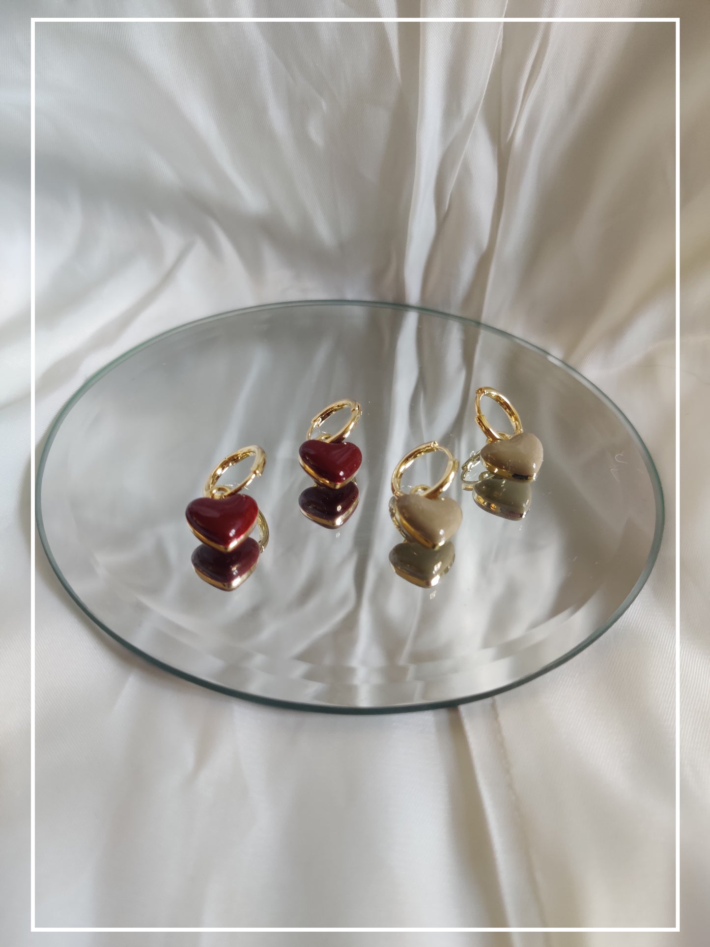 Maroon Heart Drop Earrings