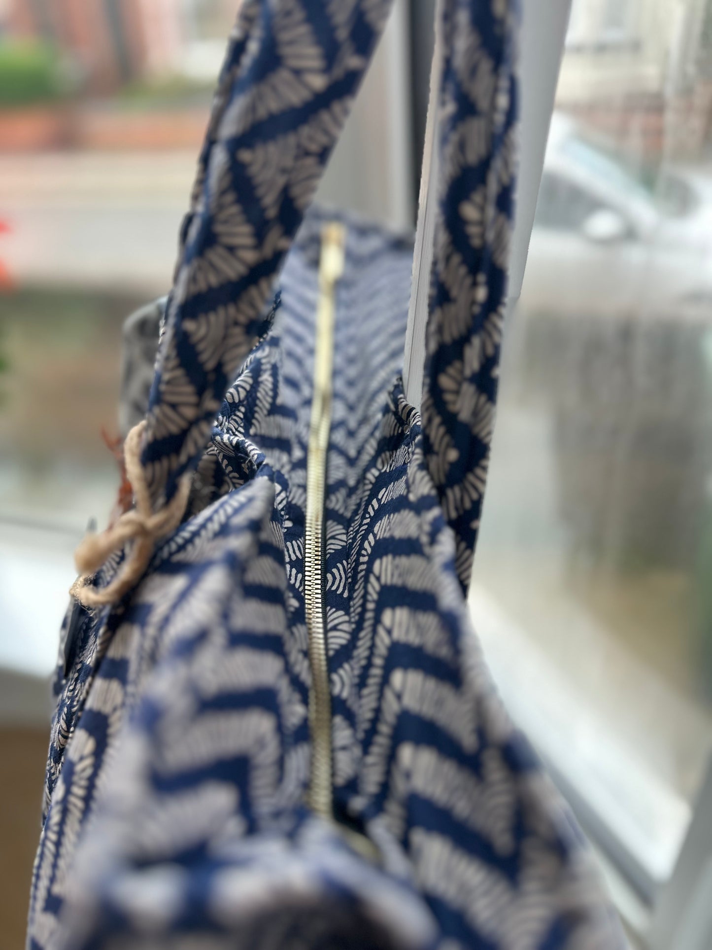 Raw Ripple Handmade Shoulder Bag with Scarf and Bottle Holder Pocket
