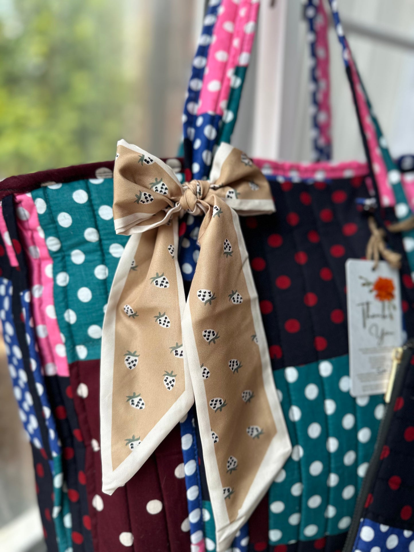 Dottie Mosaic Handmade Shoulder Bag with Scarf and Mini Pouch