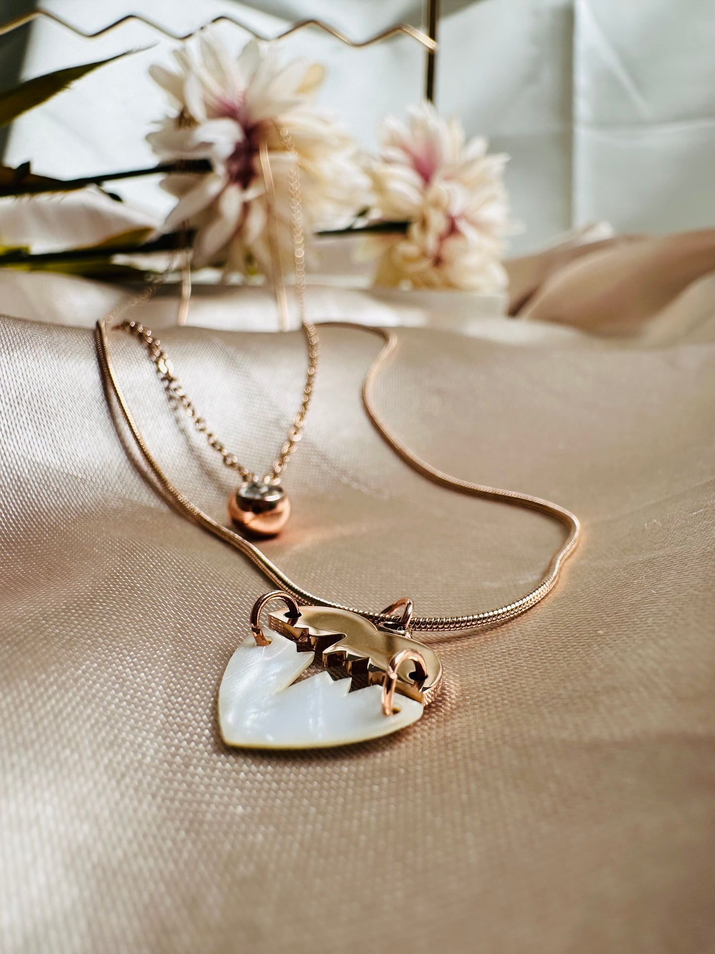 Hearbeat Romance Double Layered Necklace with Pendants