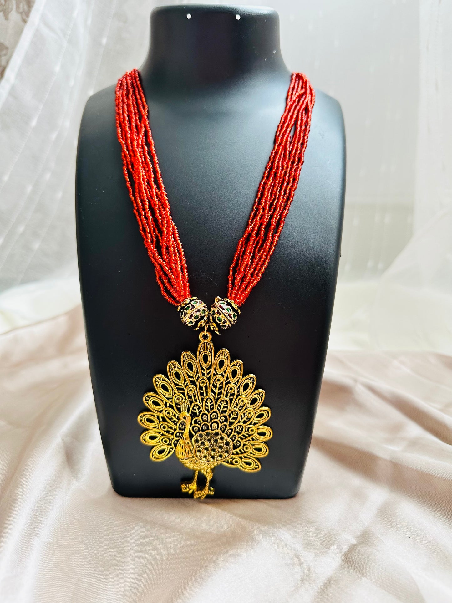 Mayura Mala Beaded Necklace with Pendant