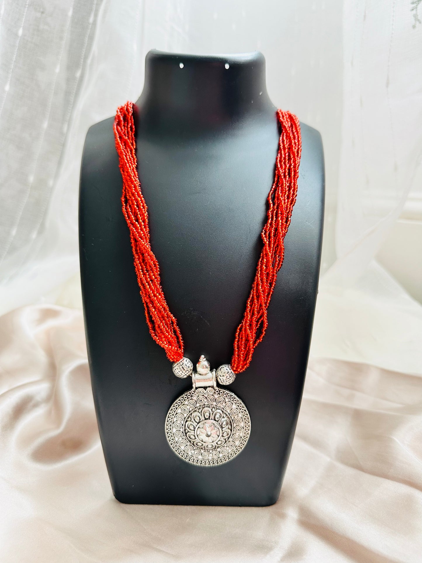 Circle of Blooms Beaded Necklace with Pendant